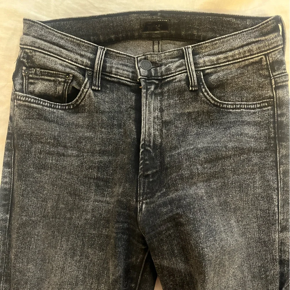 MOTHER The Insider High Rise Crop Step Fray Bootcut Jeans in Train Stops, sz 26
